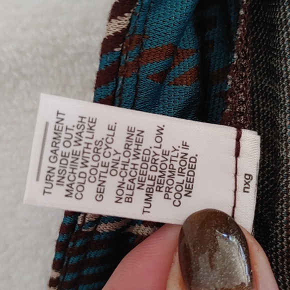 Cato Brown and Teal Plaid Fringe Skirt Size L - Picture 6 of 7